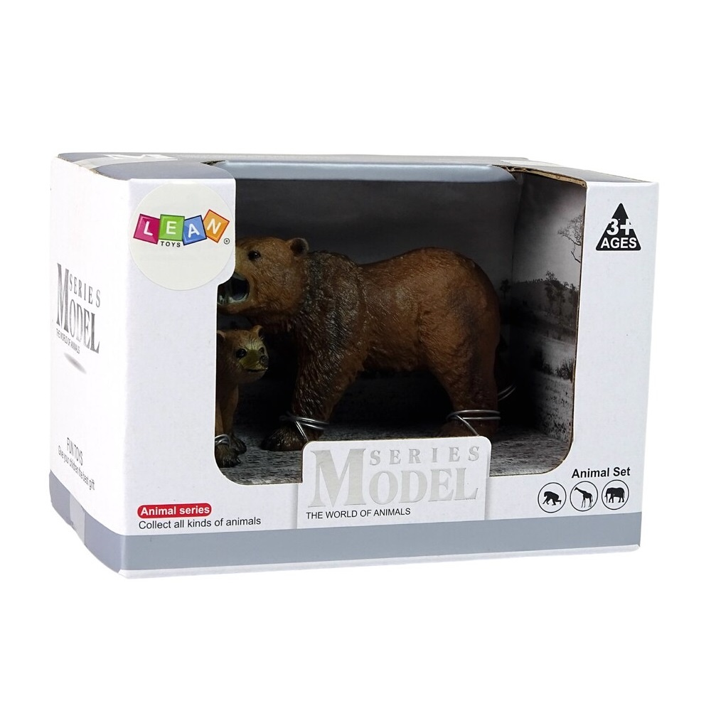 Set cu 2 figurine ursul Grizzly si puiul, din cauciuc, pentru copii 3 ani+, 16x11x9.5 cm, maro - 2 | YEO
