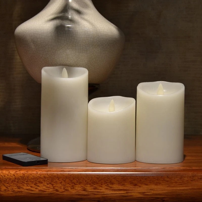 Set cu 3 Lumanari LED Decorative, Imita Perfect Flacara, 3 Dimensiuni, Lumina Alba Calda - 2 | YEO
