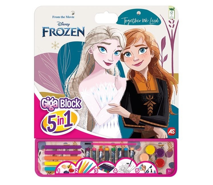 Set de Colorat Bloc mare, Frozen, 5 in 1, 3ani+, 35x1x42cm