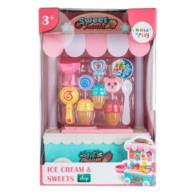Set de joaca magazin de inghetata, cu accesorii, varsta 3+ ani, din plastic, 24.5x16.5x37cm, multicolor