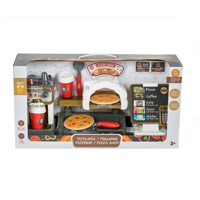 Set de Joaca Pizzerie, cu Casa de Marcat, Cuptor Pizza si Cafetiera, cu Sunete, copii 3 ani+, multicolor - 1 | YEO