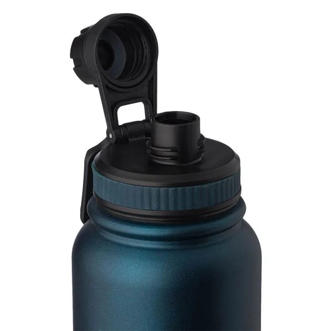 Sticla izoterma din otel inoxidabil, mesaj „Never Give Up”, capacitate 950ml, albastru - 2 | YEO