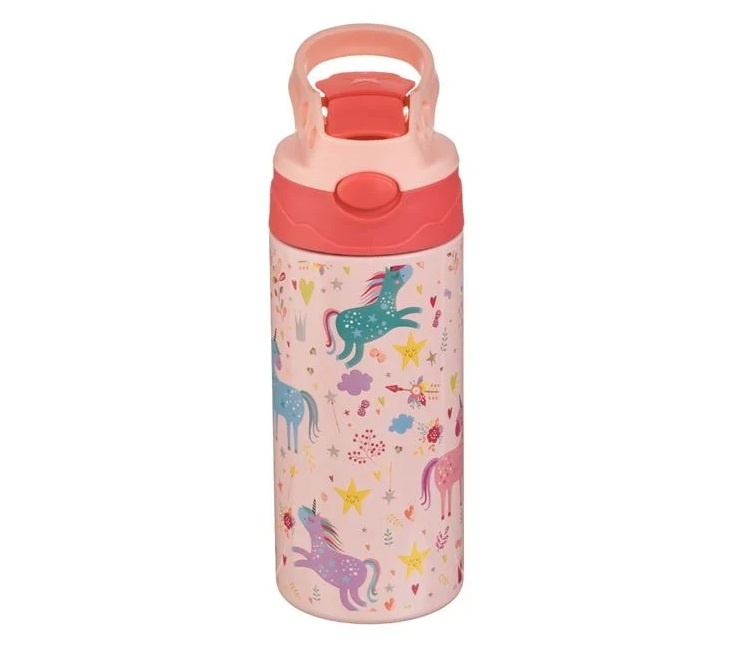 Sticlă Izotermă pentru Copii Pop-Up, cu Unicorni, 500ml, Oțel Inoxidabil, roz - 3 | YEO