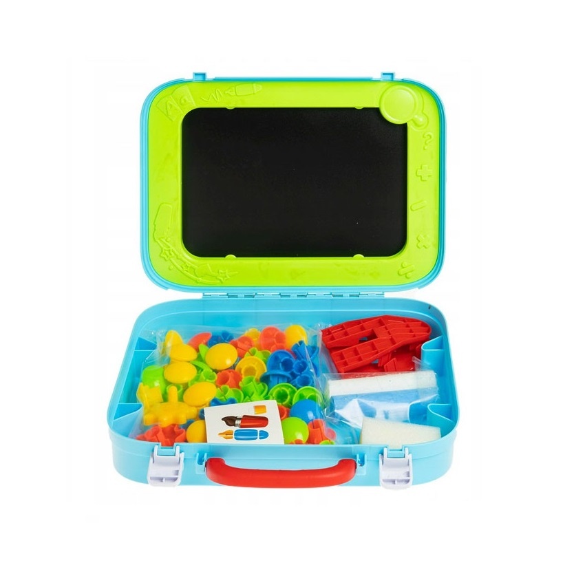 Tablita de desenat tip valiza, cu mozaic 2 in 1, roti zimtate si diferite accesorii, multicolor - 1 | YEO