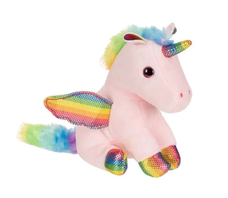Unicorn de Pluș cu Coamă Colorată si Coadă, poliester, 21×5×18 cm, multicolor