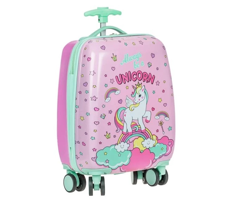 Valiza tip troler pentru copii, model unicorn, 22L, 30x 21x50 cm