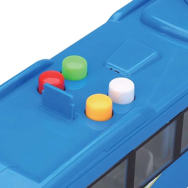 Autobuz dublu, cu sunete si lumini, cu usi care se deschid, 50x9.5x13cm, albastru - 3 | YEO