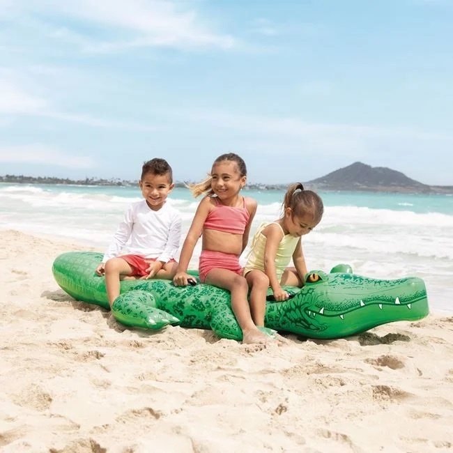 Crocodil Gonflabil pentru copii 3 ani+, Intex, Marime mare 2.03x1.14 m, Verde - 3 | YEO