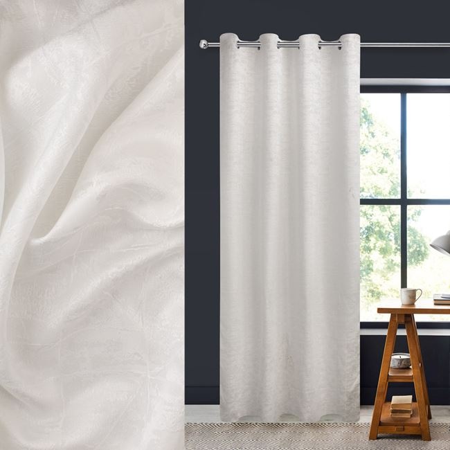 Draperie decorativa , grad de umbrire mediu -lasa lumina sa treaca, model frosty, cu inele, 140x260 cm, alb - 1 | YEO
