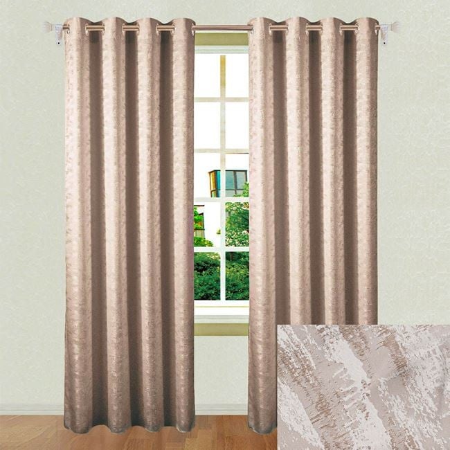 Draperie decorativa semitransparenta, cu grad scazut de umbrire - lasa lumina sa treaca, model shiny, cu inele, 140x260 cm, taupe - 1 | YEO