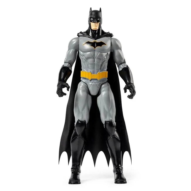 Figurina in forma de Batman, cu detalii realiste si capa textila, dimensiune 30cm, negru-gri