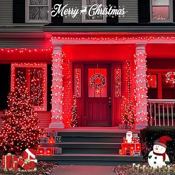 Instalatie Luminoasa LED Tip Rola, cu 8 Jocuri de Lumini, 50m, 1.6mm Grosime Calbu, Lumina Rosie/Albastra - 3 | YEO