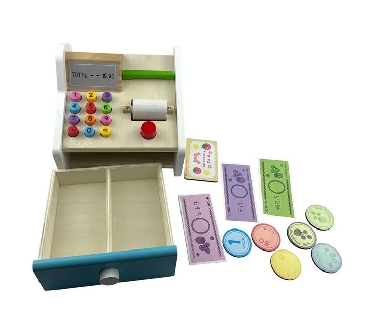Jucărie Educativă din Lemn, Casă de Marcat cu Sertar si Accesorii, 16.5×16×13 cm - 3 | YEO