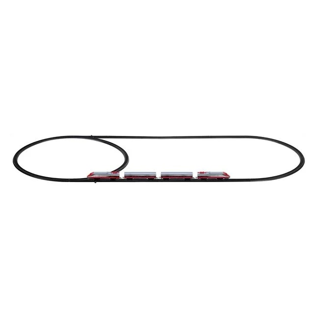 Jucarie tren de oras cu 4 vagoane, cu sine de cale ferata, 49x4.5x33cm, rosu-gri - 1 | YEO