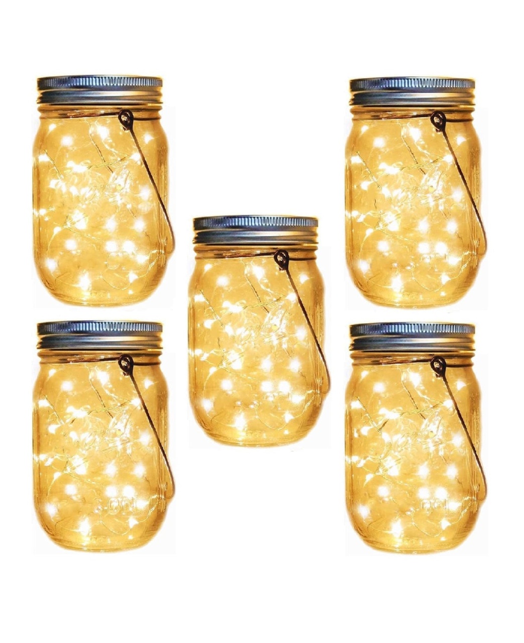 Lampa solara decorativa tip borcan, din sticla, cu 20 de micro LED-uri, lumina alba calda - 1 | YEO