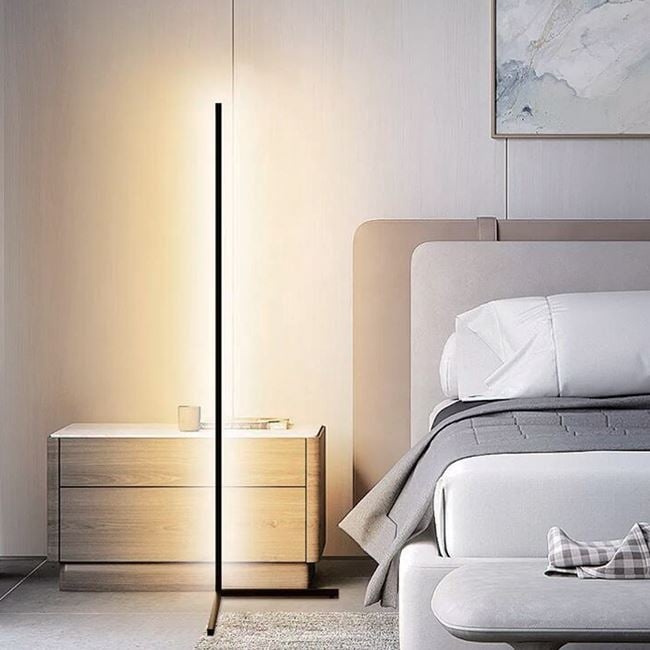 Lampadar decorativ de podea, cu LED-uri RGB, cu functie de reglarea luminozitatii si selectare culoare, 28x2.3x140 cm, negru - 1 | YEO