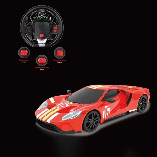 Masina Ford GT Herintage Edition, cu telecomanda, lumini si volan, 42x13x49cm, rosu