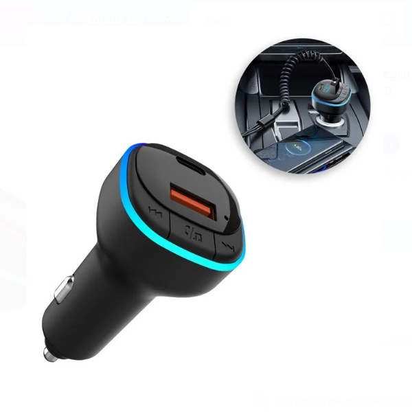 Modulator FM Auto cu Functie de Incarcare 2 in 1, 3.1A USB TYPE-C - I-JMB, Negru - 2 | YEO