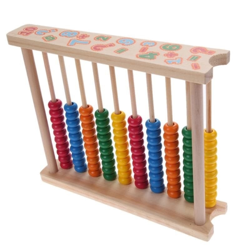 Numaratoare din lemn pentru copii 1 an+, cu 10 siruri de margele si numere, 24.3x5.5x20.5cm, multicolor - 2 | YEO