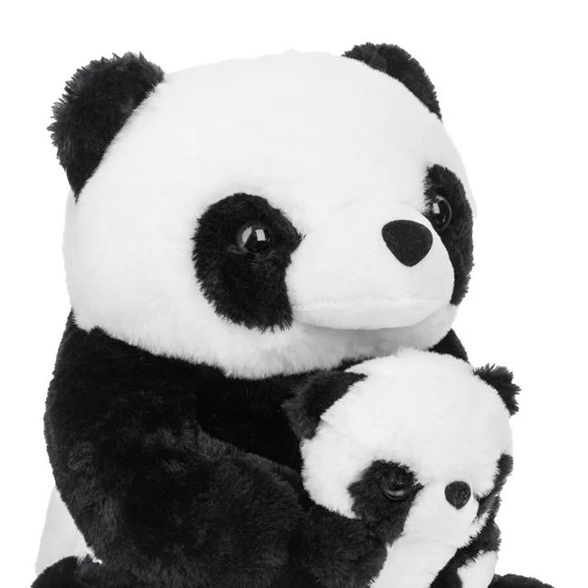 Panda de Pluș Așezat cu Pui, 26×26×38 cm, negru/alb - 2 | YEO