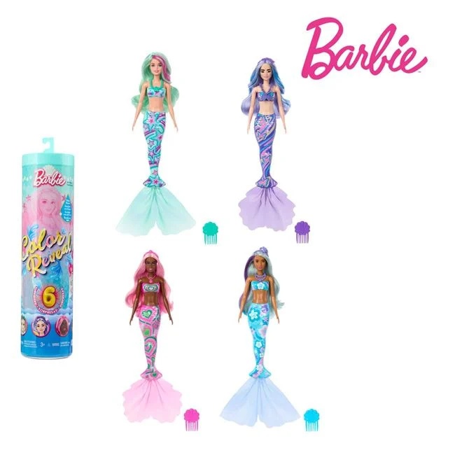 Papusa Barbie Color Reveal, model sirena, varsta 9 luni-3 ani, dimensiune 8.5x32.5cm, multicolor