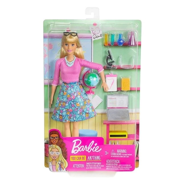 Papusa Barbie invatatoare cu 10 accesorii incluse, varsta 3+ ani, 20.5x7x32.5cm, multicolor