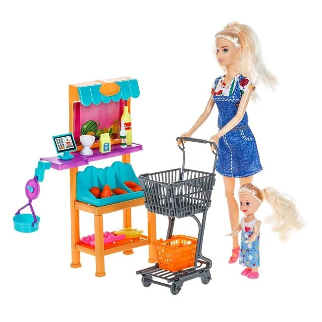 Papusa model cu copil la supermarket cu accesorii incluse, varsta 3+ ani, 33x7x33cm, multicolor - 1 | YEO