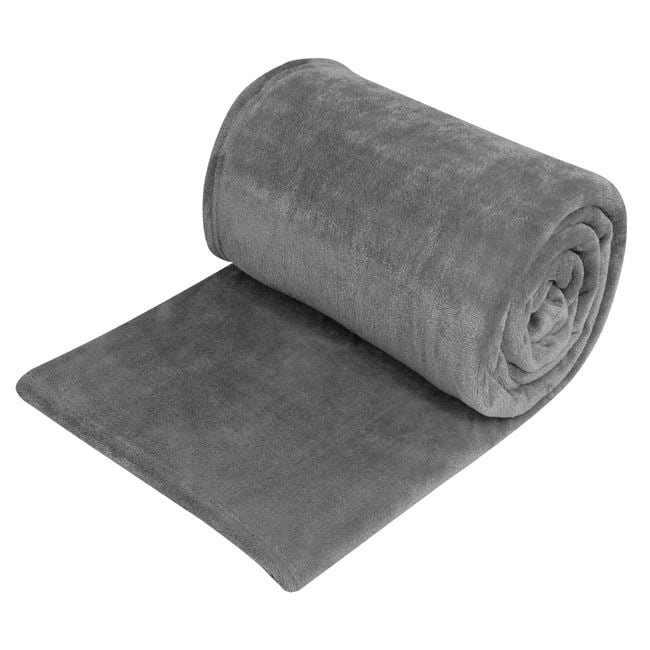 Patura catifelata la atingere pentru pat dublu, tip cocolino, 230x220 cm, gri