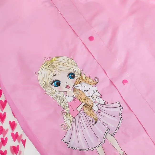 Pelerină de Ploaie cu Mâneci Transparente, pentru Copii, 122/128 cm, fucsia - 1 | YEO