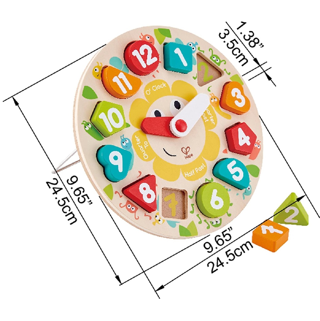 Puzzle circular din lemn, cu piese geometrice, pentru copii de 2 an+, 24.5x24.5x3.5 cm, multicolor - 3 | YEO