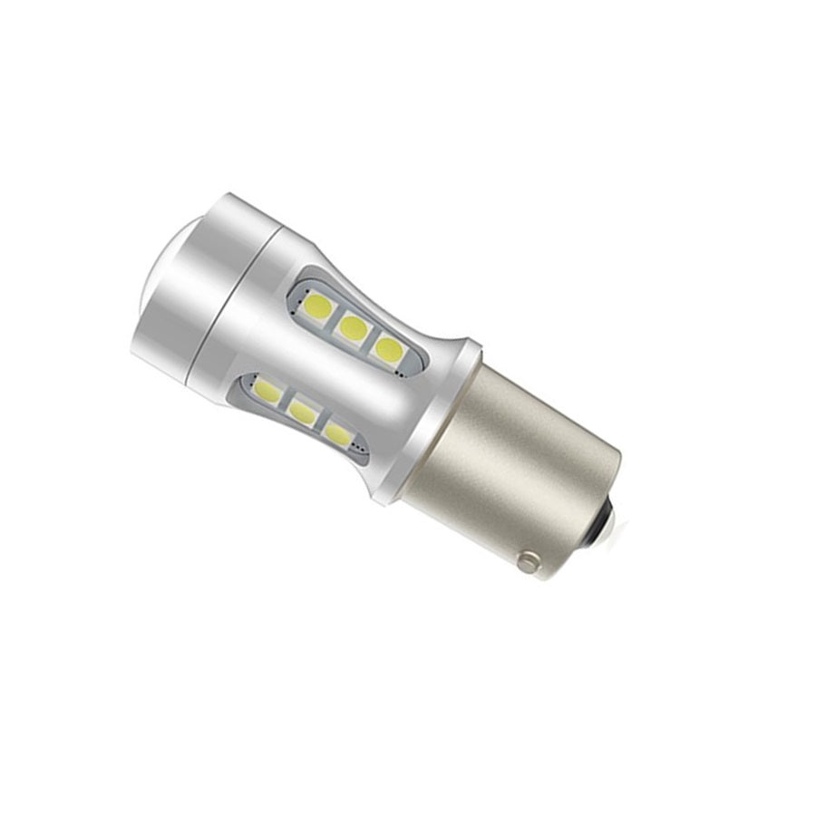 Set 2 becuri auto LED T20, cu 18 SMD, Canbus, 6000K, 15W, lumina alba-rece - 1 | YEO