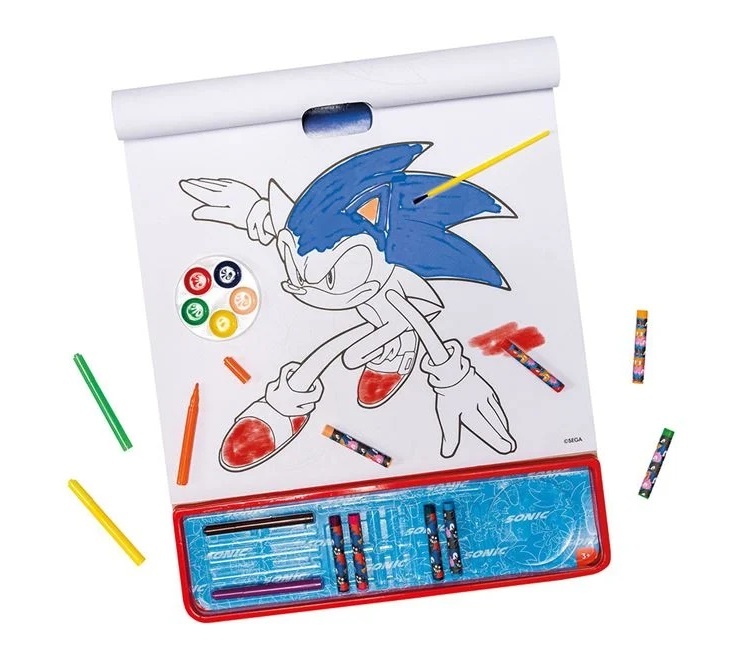 Set de Colorat Bloc mare, model Sonic, 5 in 1 cu Accesorii, 3ani+, 35x1x42 cm - 1 | YEO