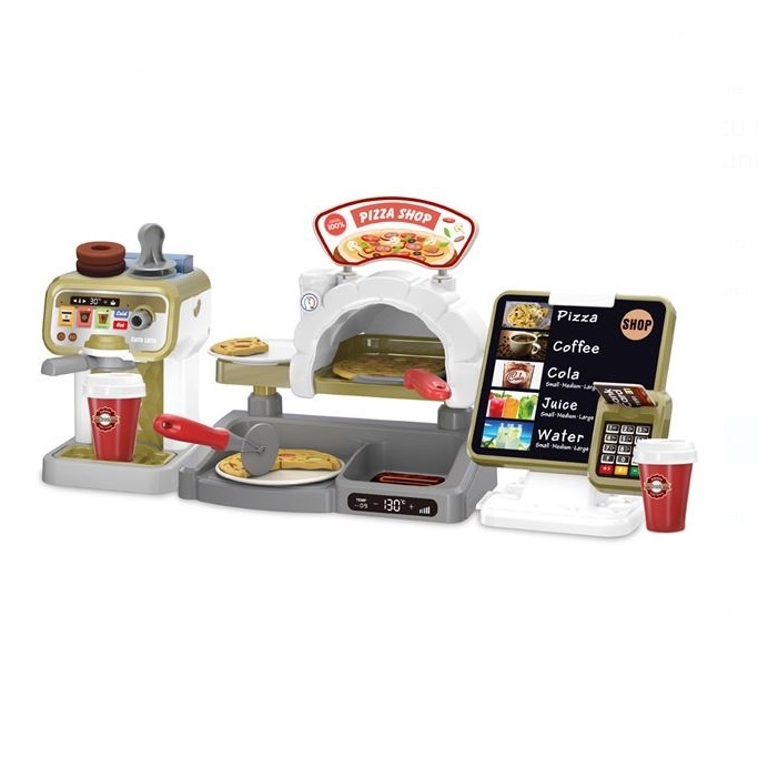 Set de Joaca Pizzerie, cu Casa de Marcat, Cuptor Pizza si Cafetiera, cu Sunete, copii 3 ani+, multicolor - 2 | YEO