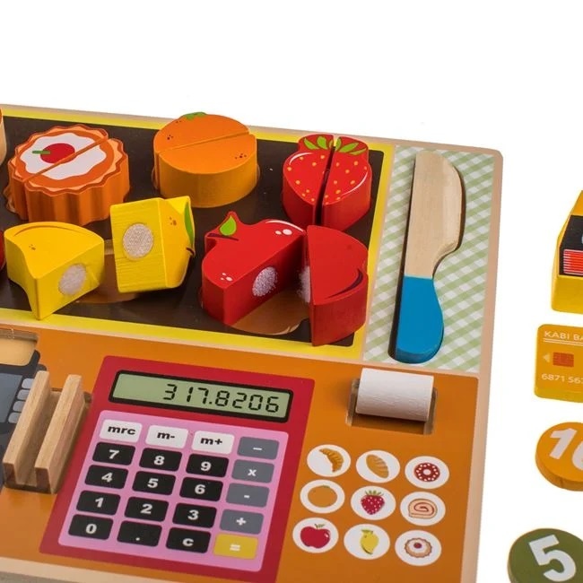 Set Puzzle, Casă de Marcat cu Alimente, din Lemn, 30x22 cm - 1 | YEO