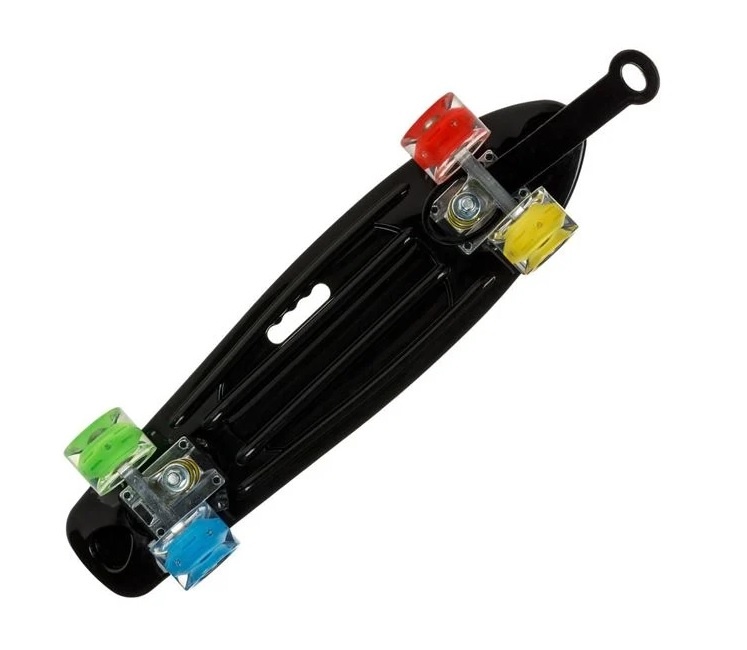 Skate Pennyboard, Aluminiu, cu Maner si LED, 100 kg, 56x14cm, multicolor - 1 | YEO