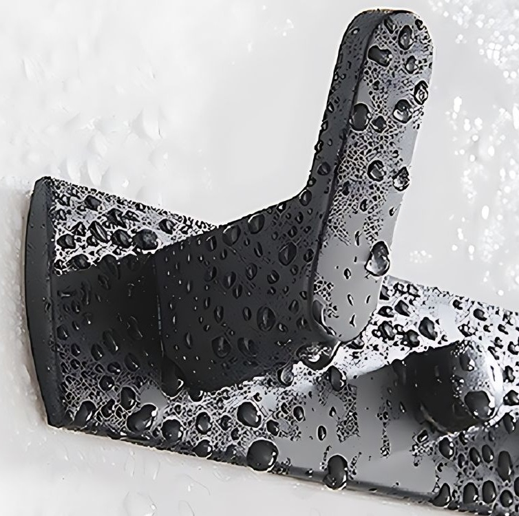 Suport de perete pentru hol, baie sau dormitor, cu 6 carlige, metal, 54.5x3.5cm, negru - 2 | YEO