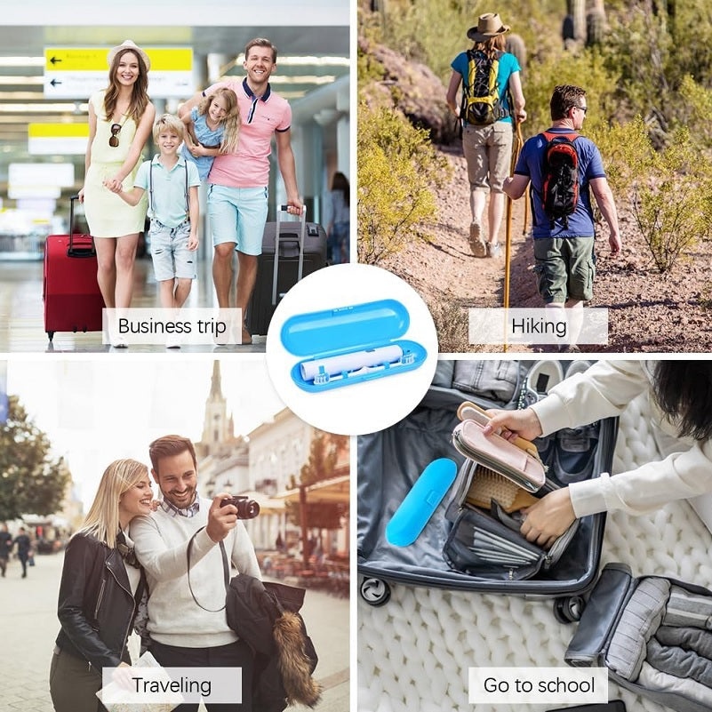 Suport - Etui pentru periuta de dinti electrica, cu spatiu pentru 2 capete, Albastru - 1 | YEO