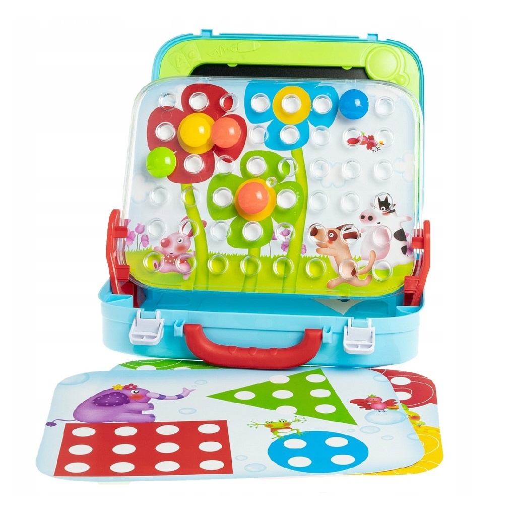 Tablita de desenat tip valiza, cu mozaic 2 in 1, roti zimtate si diferite accesorii, multicolor - 2 | YEO