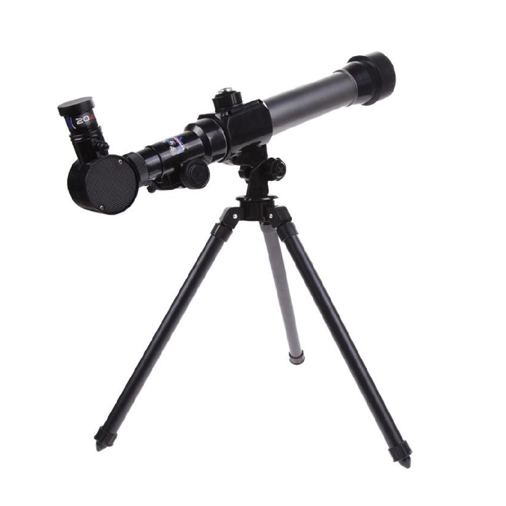 Telescop cu trepied pentru copii, Zoom 20X, 30X, 40X, focalizare 170mm, diametru obiectiv 50mm, Negru-Gri