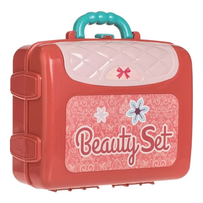 Valiza cutie de bijuterii cu oglinda si accesorii, include 14 piese, 26x10x20cm, roz-verde - 2 | YEO