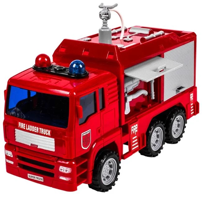 Vehicul de pompieri, cu sunet si lumini, lanseaza apa, 24x11x14cm, rosu