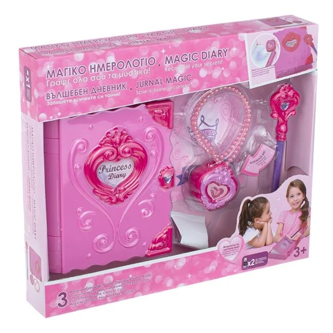 Agenda magica cu pix si colier, cu lumina si 4 piese incluse, varsta 3+ ani, din plastic, 33x5x27cm, roz