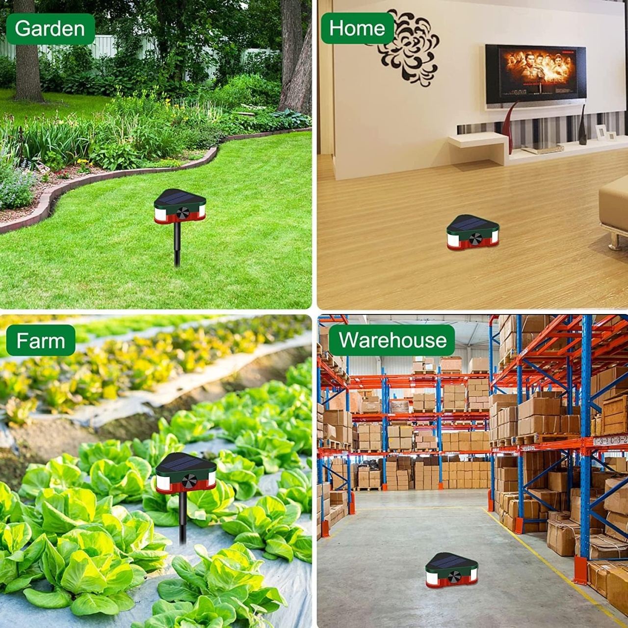 Aparat cu ultrasunete impotriva daunatorilor, cu senzor de miscare, infrarosu, incarcare solara sau la retea si telecomanda, negru - 3 | YEO