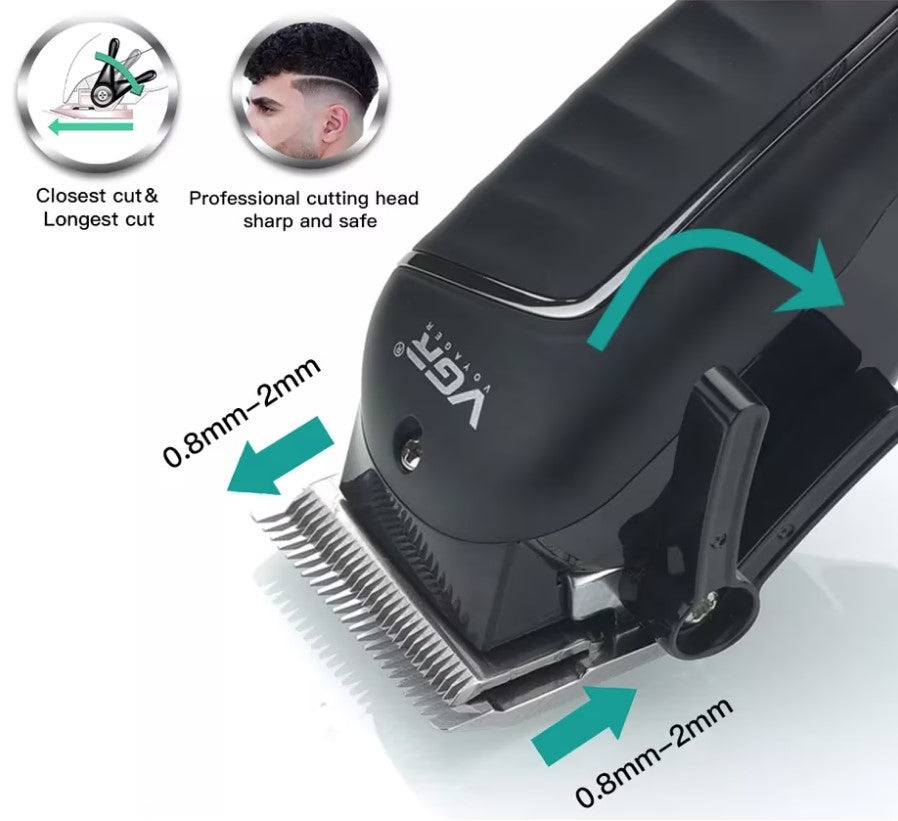 Aparat de tuns profesional VGR V-683, portabil, cu 4 distantiere, lama din otel, afisaj LCD, negru - 2 | YEO