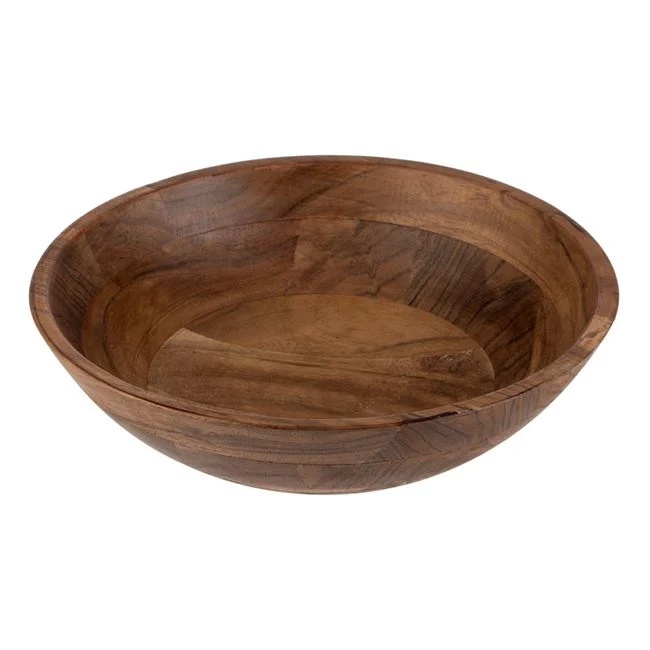 Bol de salata, din lemn, diametru 29x10.5cm, capacitate 3.5L, maro