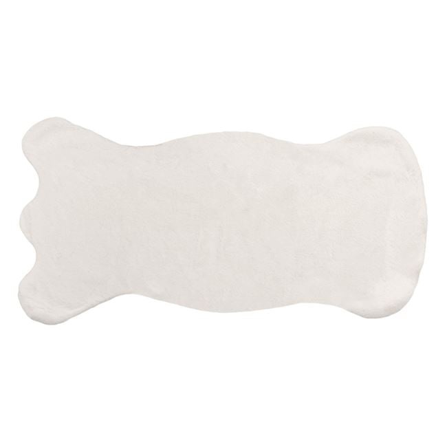 Covoras decorativ in forma de animal, cu aspect de blanita de iepure, interior cu suprafata antiderapanta, 80x150 cm, crem