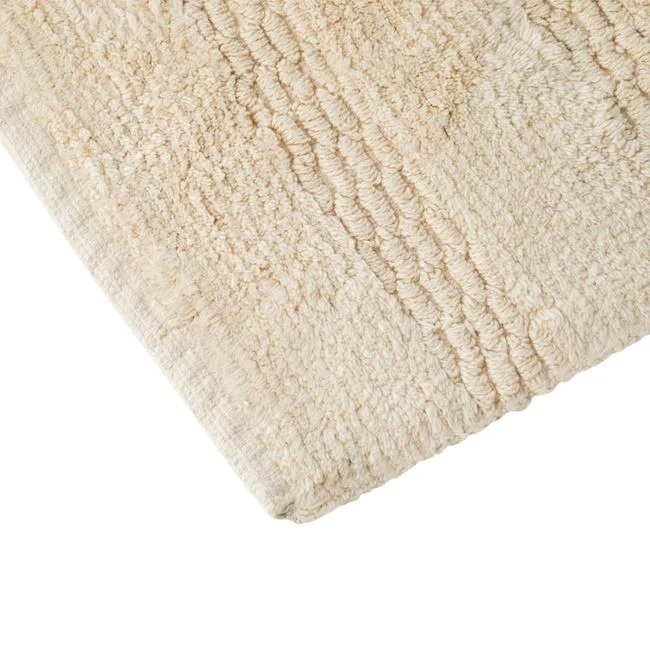 Covoras decorativ pentru iarna, din bumbac, model cu dungi reliefate si cusaturi pe margine, 90x60 cm, bej - 1 | YEO
