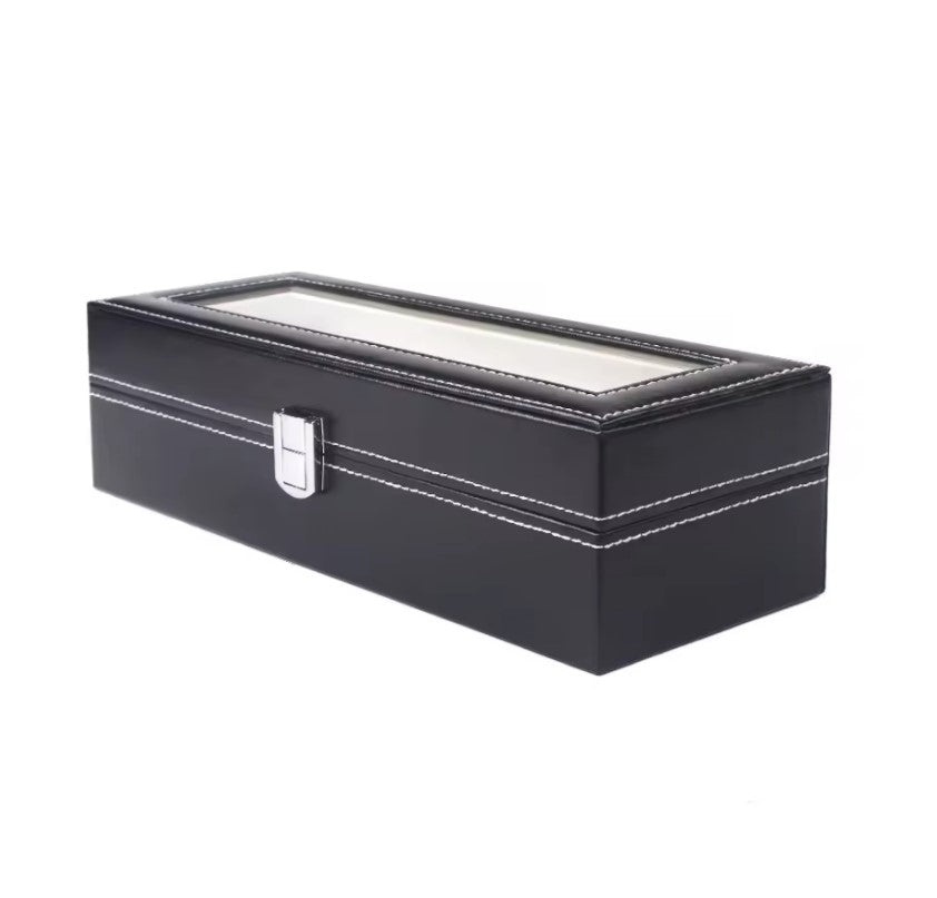 Cutie de depozitare pentru 6 ceasuri, din piele ecologica, design elegant, negru - 3 | YEO