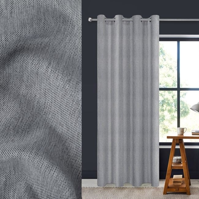 Draperie decorativa , grad de umbrire mediu -lasa lumina sa treaca, model tip tesatura, cu inele, 140x260 cm, gri - 1 | YEO