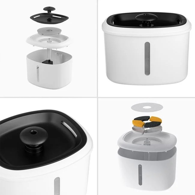 Fantana dispenser de apa, pentru animale de companie, cu cablu USB, capacitate 2.5L, alb - 3 | YEO